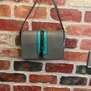Gray and turquoise Gianni Bini Crossbody Purse